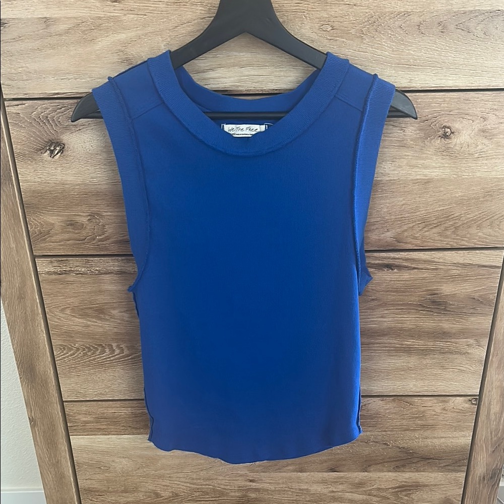 Free People Blue Boxy Muscle Tee